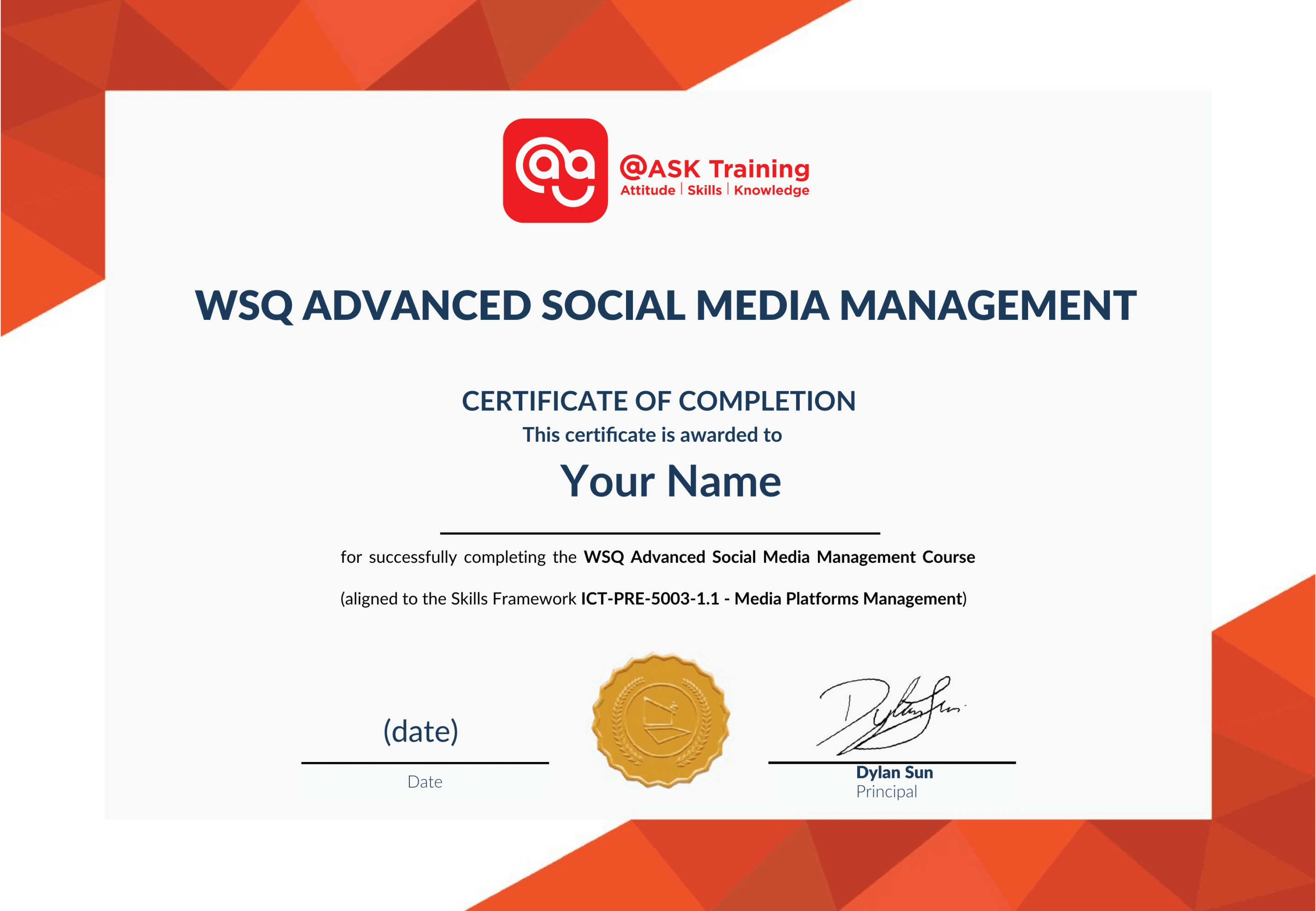 WSQ Advanced Social Media Management Certificate Sample