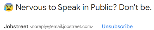 A screenshot of Jobstreet's Email Subject Line