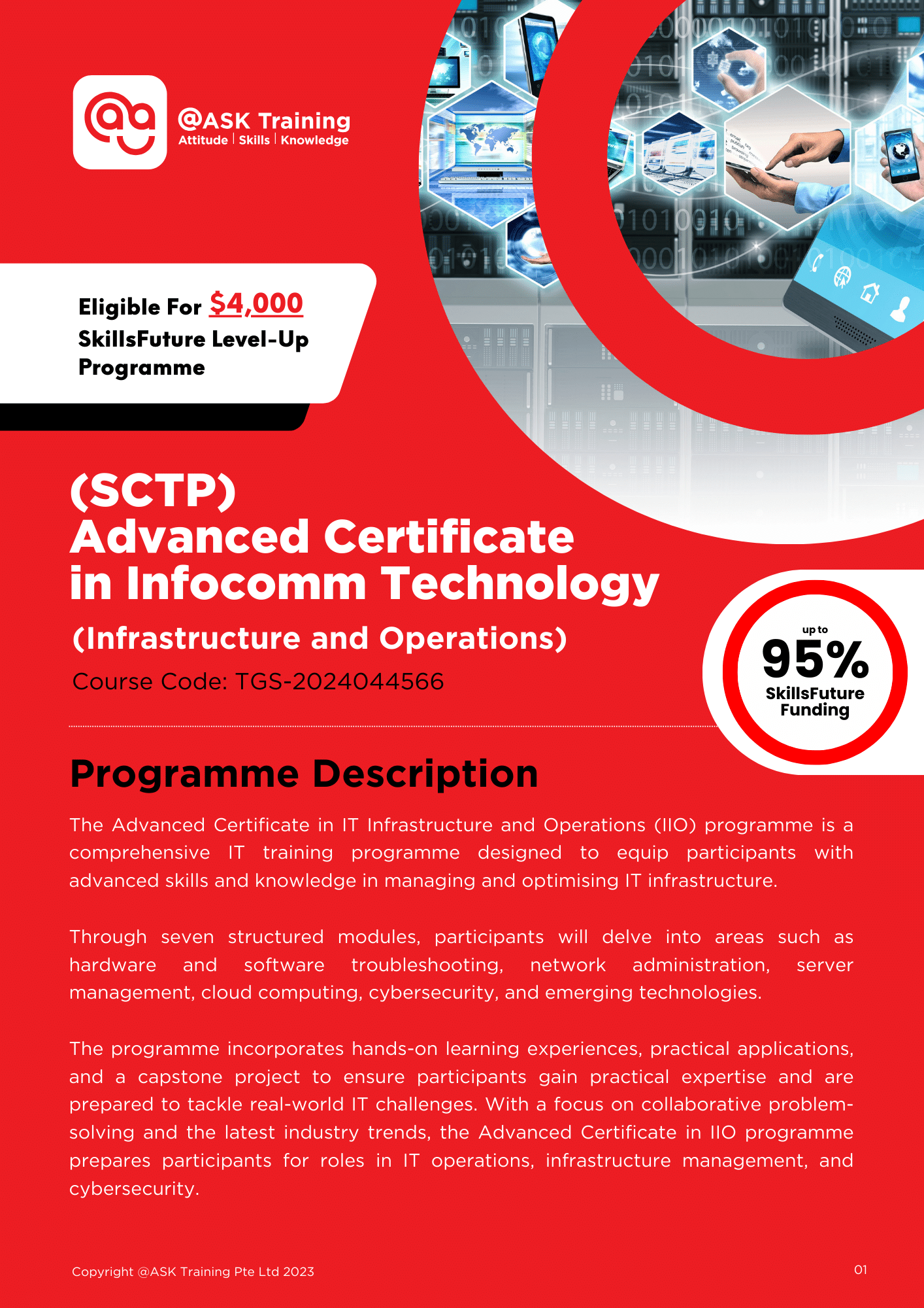 IT Course - Advanced Certificate in Infocomm Technology (Infrastructure and Operations) Brochure Cover
