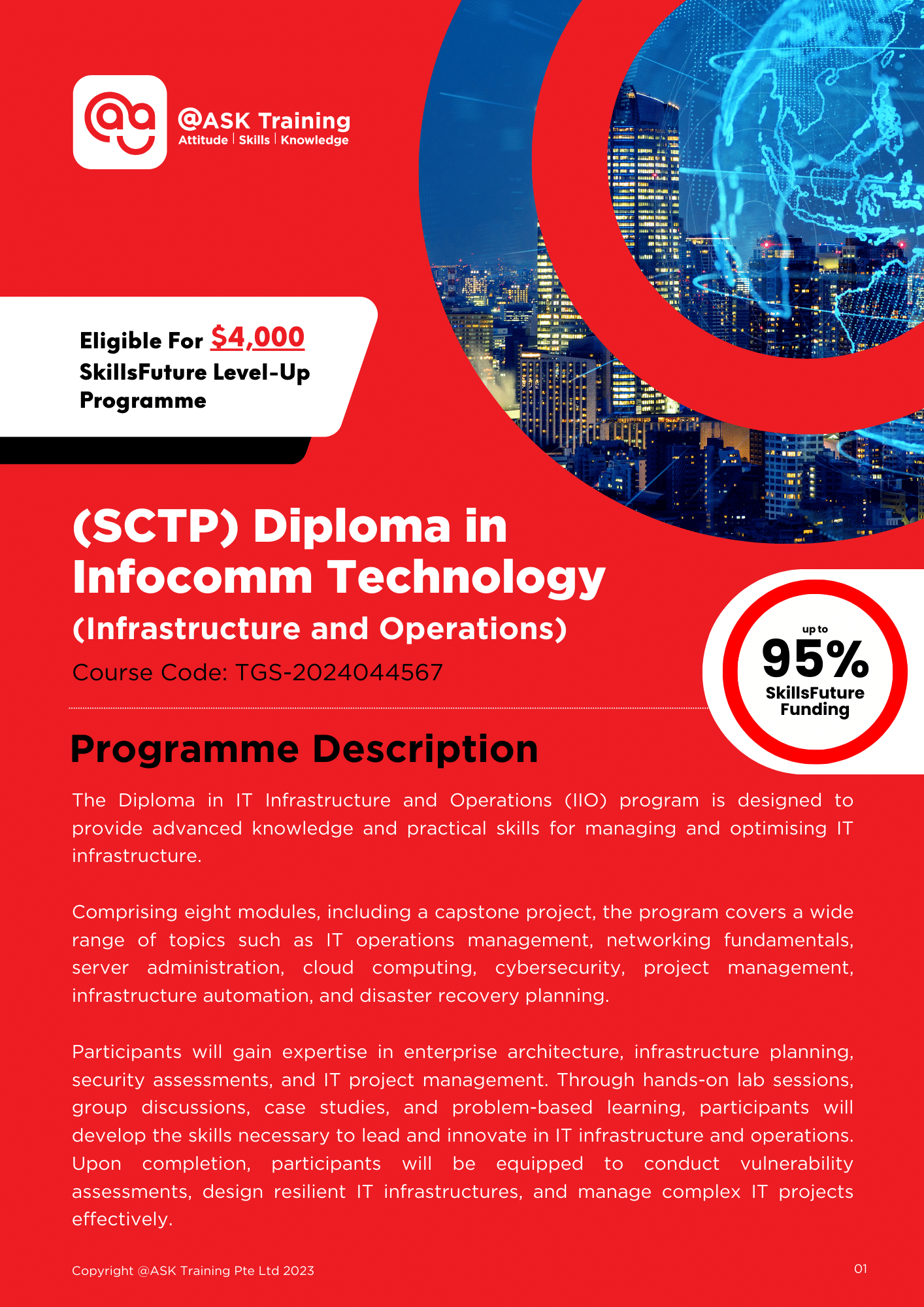 IT Course - Diploma in Infocomm Technology (Infrastructure and Operations) Brochure Cover