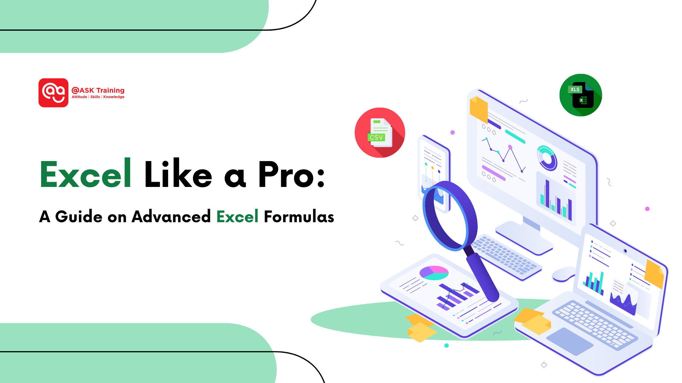 header image for Excel with computer elements and Excel icons