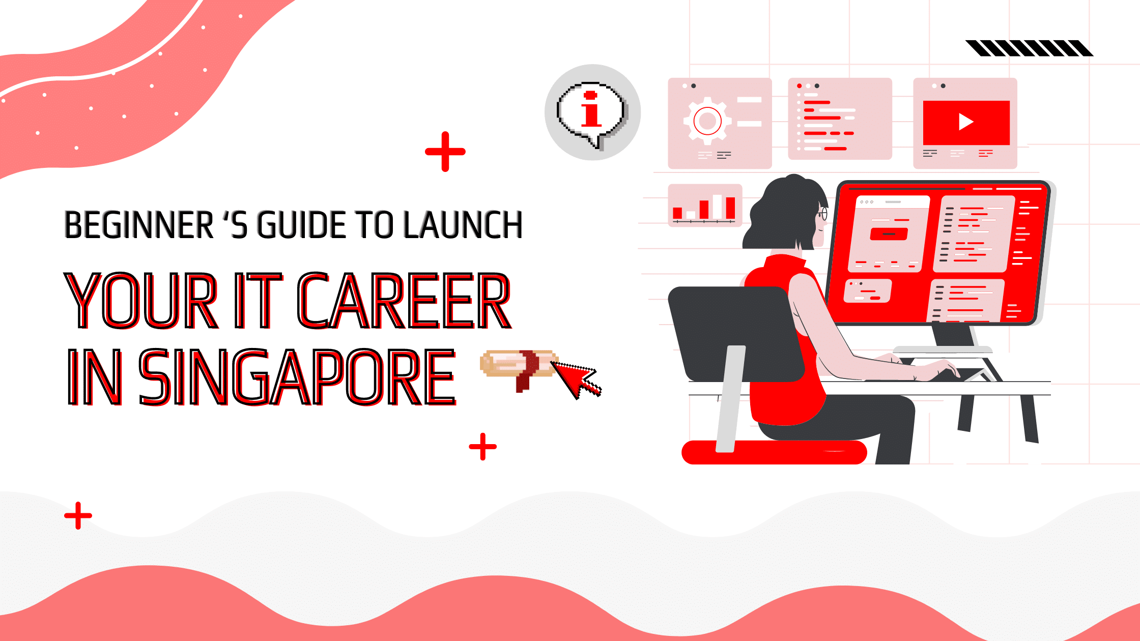 header image for IT career in Singapore with woman using desktop