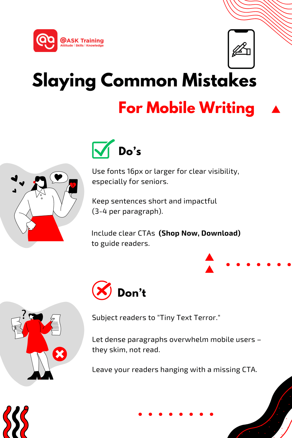 infographic for mobile writing do's and don'ts