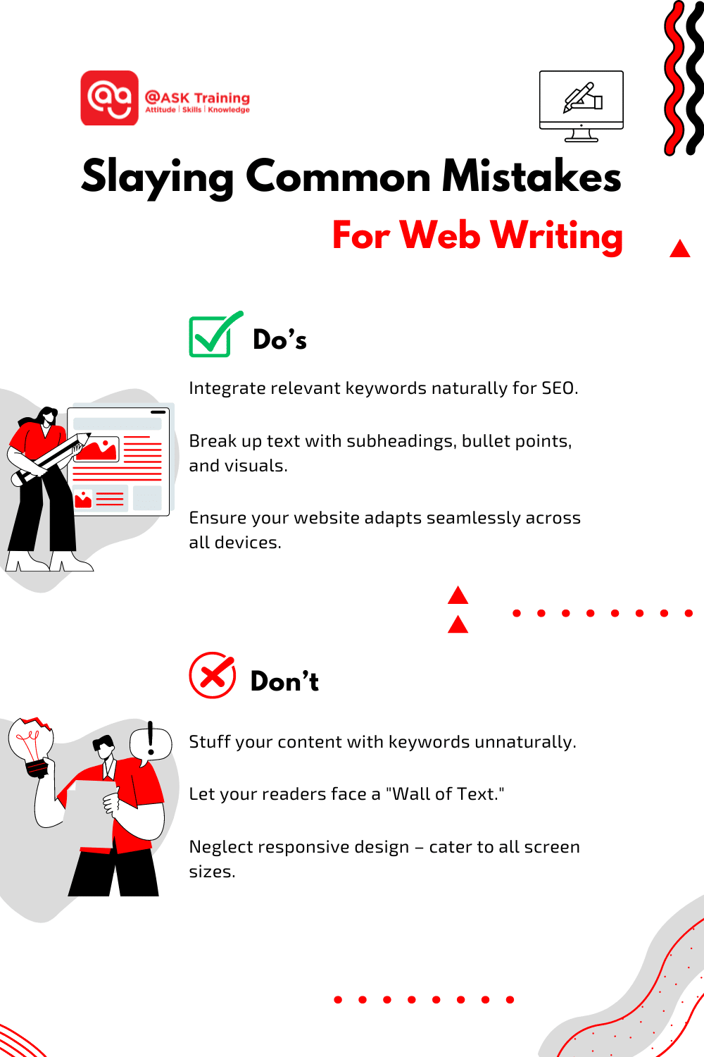 infographic for web writing do's and don'ts