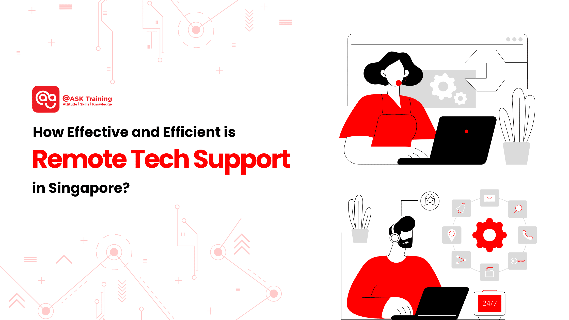 header image for remote tech support with elements of people using their laptops