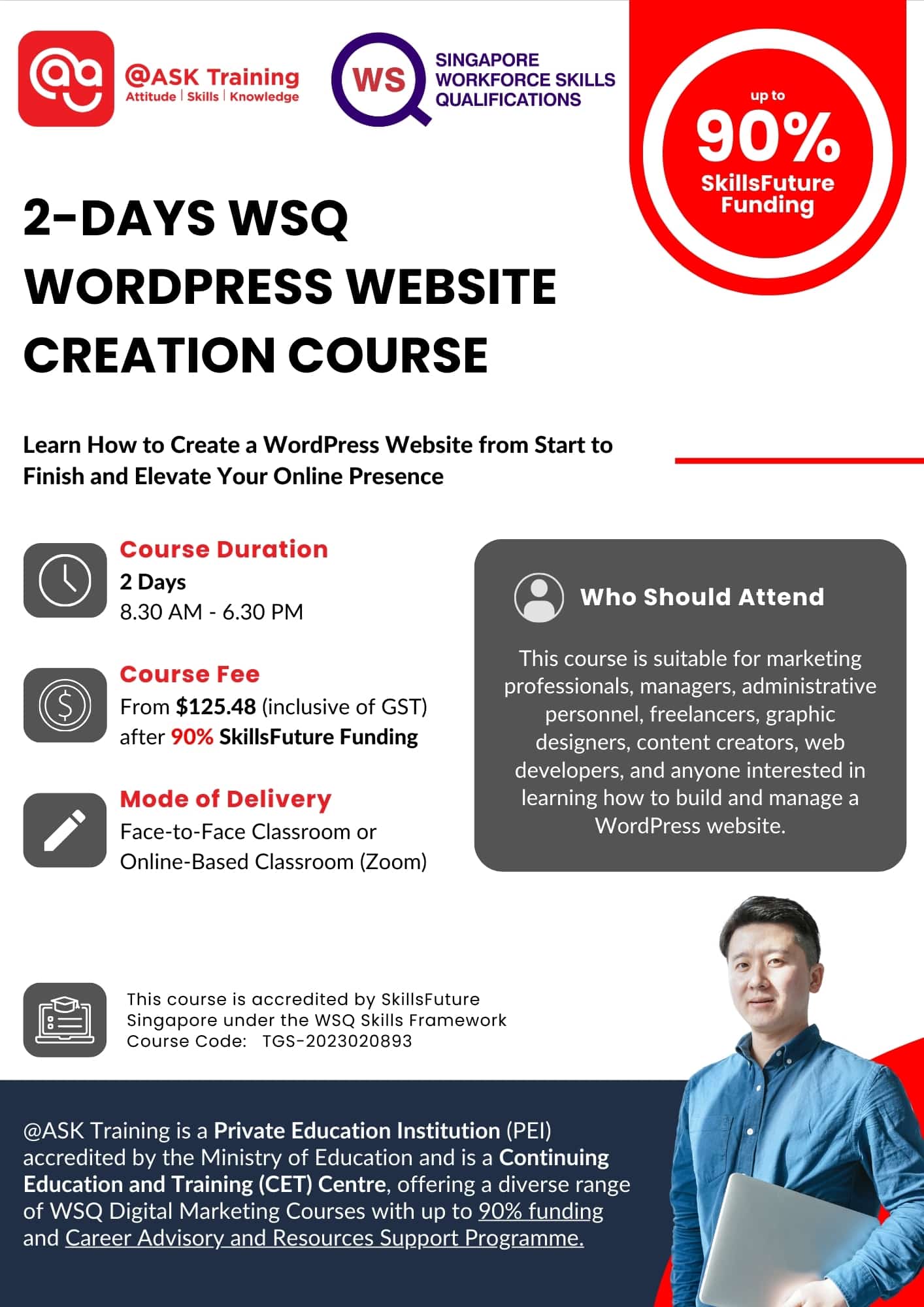 WSQ WordPress Website Creation Course Brochure Cover