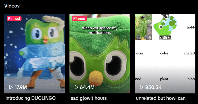 a screenshot of duolingo tiktok feed