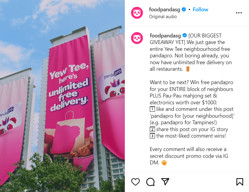 a screenshot of foodpanda online campaign on instagram