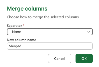 a screenshot of merge columns in power query excel