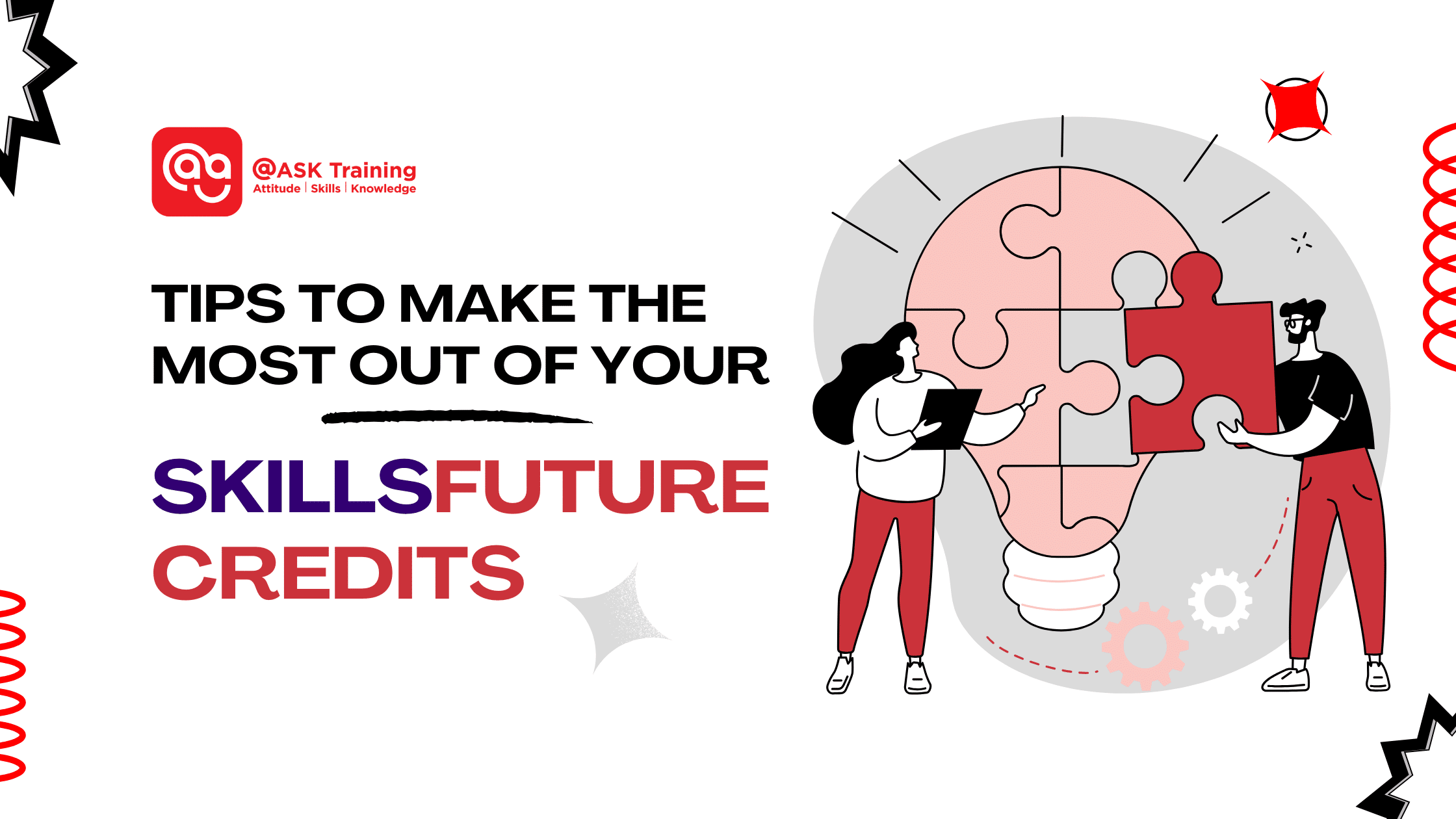 header banner for tips to make the most out of SkillsFuture Credit with human elements putting pieces of puzzle