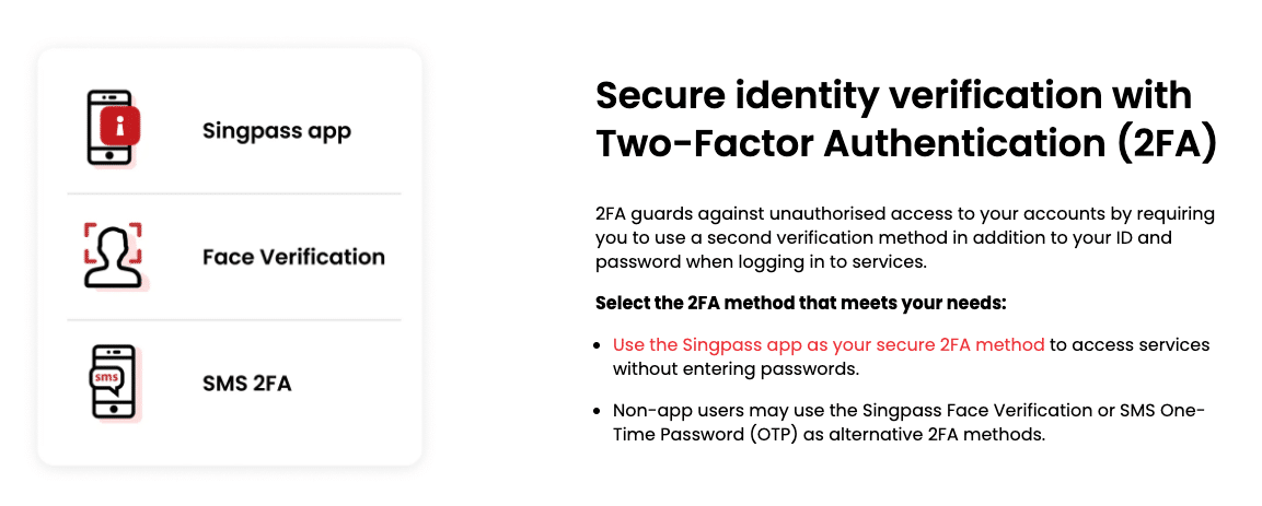 a screenshot of singpass 2fa process