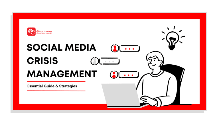 header banner for social media crisis management with human and light bulb elements
