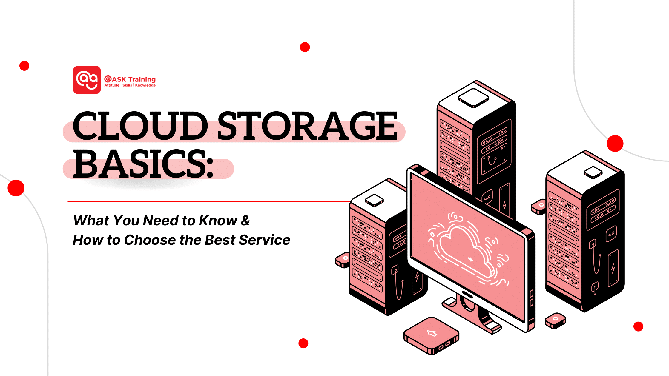 header banner for cloud storage basics with cloud server elements