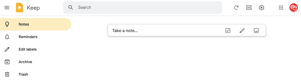 a screenshot of google keep dashboard