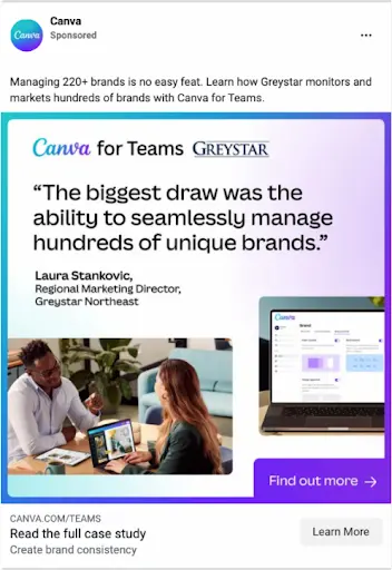 an image of canva sponsored image facebook ad