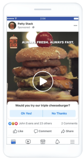 an image of patty stack facebook video ad as example