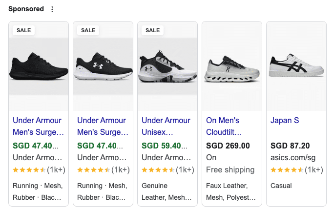 a screenshot of shopping ad example in google search