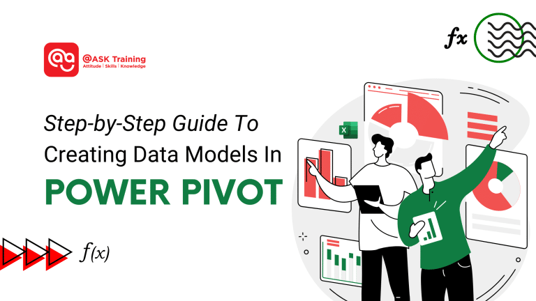 header image for the article on guide to creating data models in power pivot with human elements and microsoft excel logo