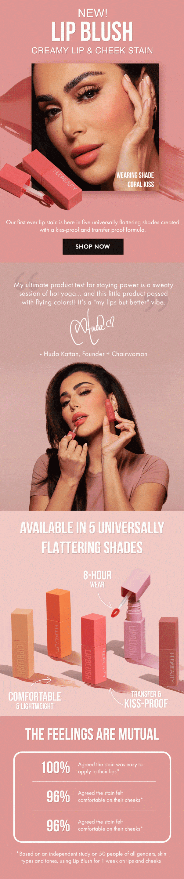 a sample email marketing by huda beauty