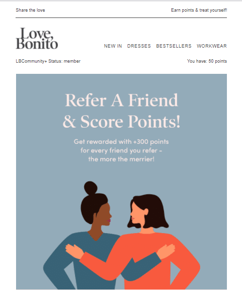 a sample email marketing by love, bonito