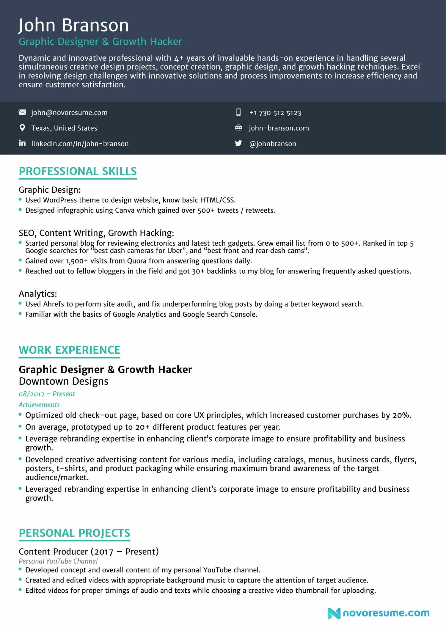 an image and sample text for combination or hyrid resume format