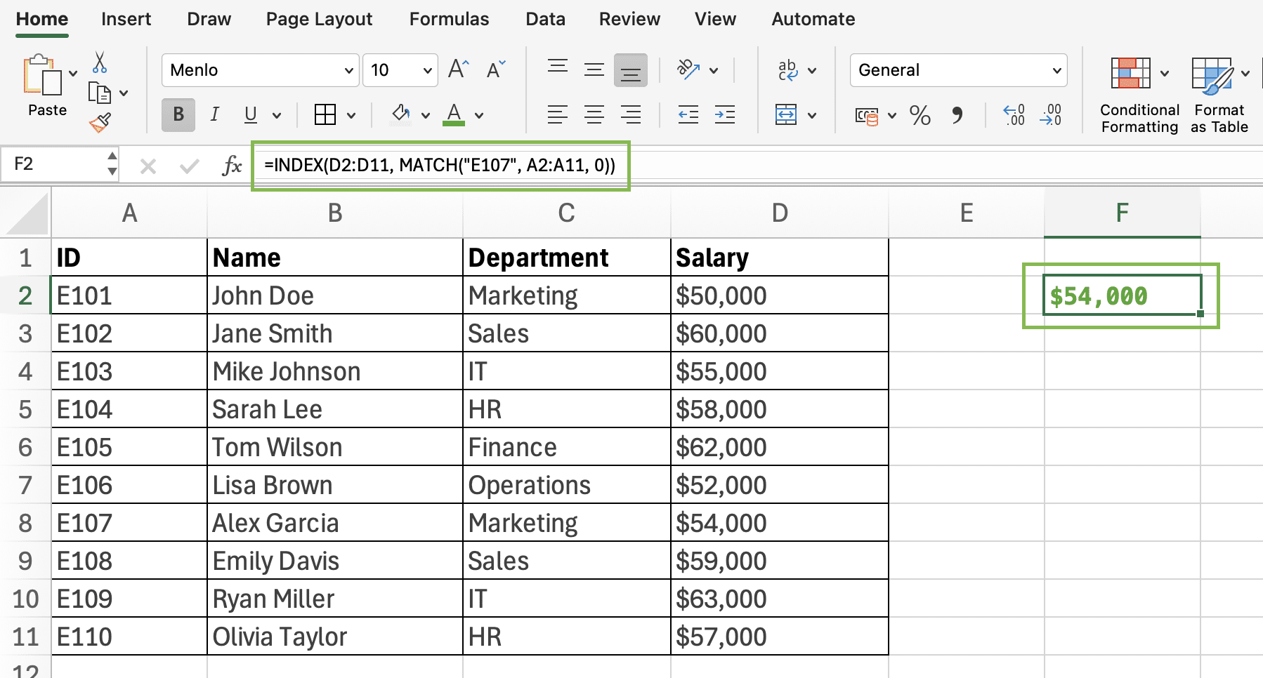 a screenshot of mismatch fix on excel