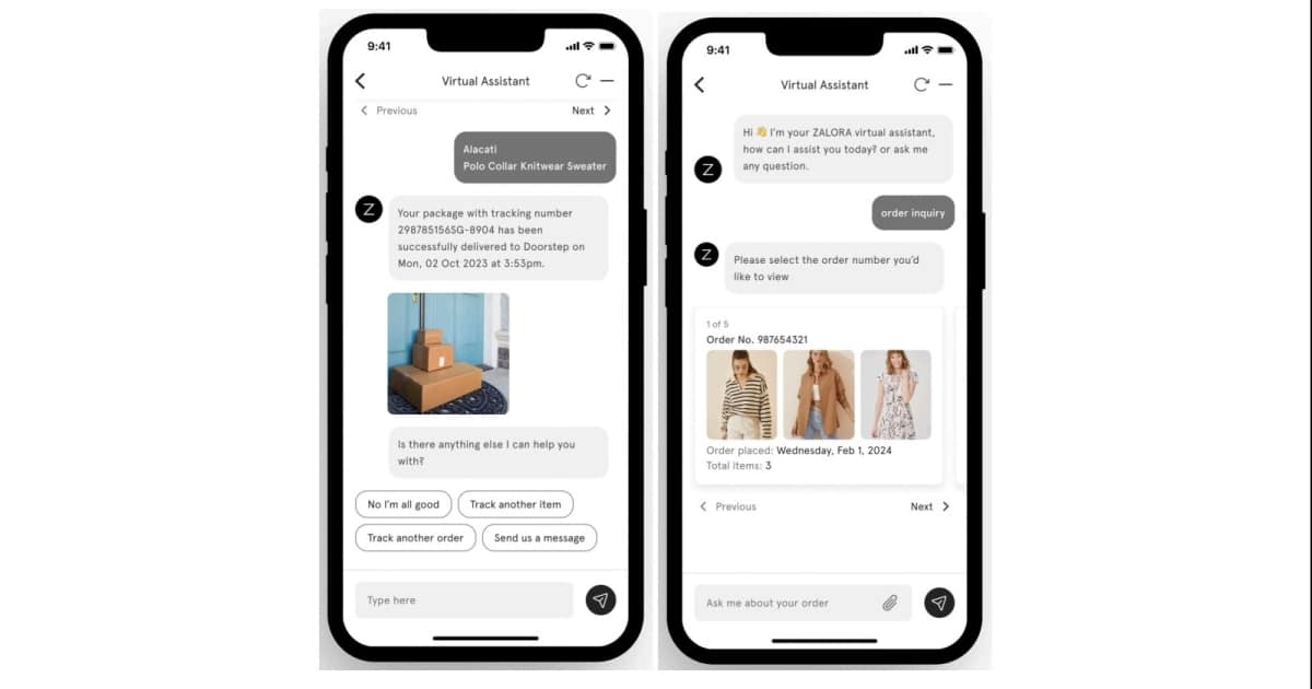 image of phone screen with zalora ai virtual assistant as example for ai personalisation marketing