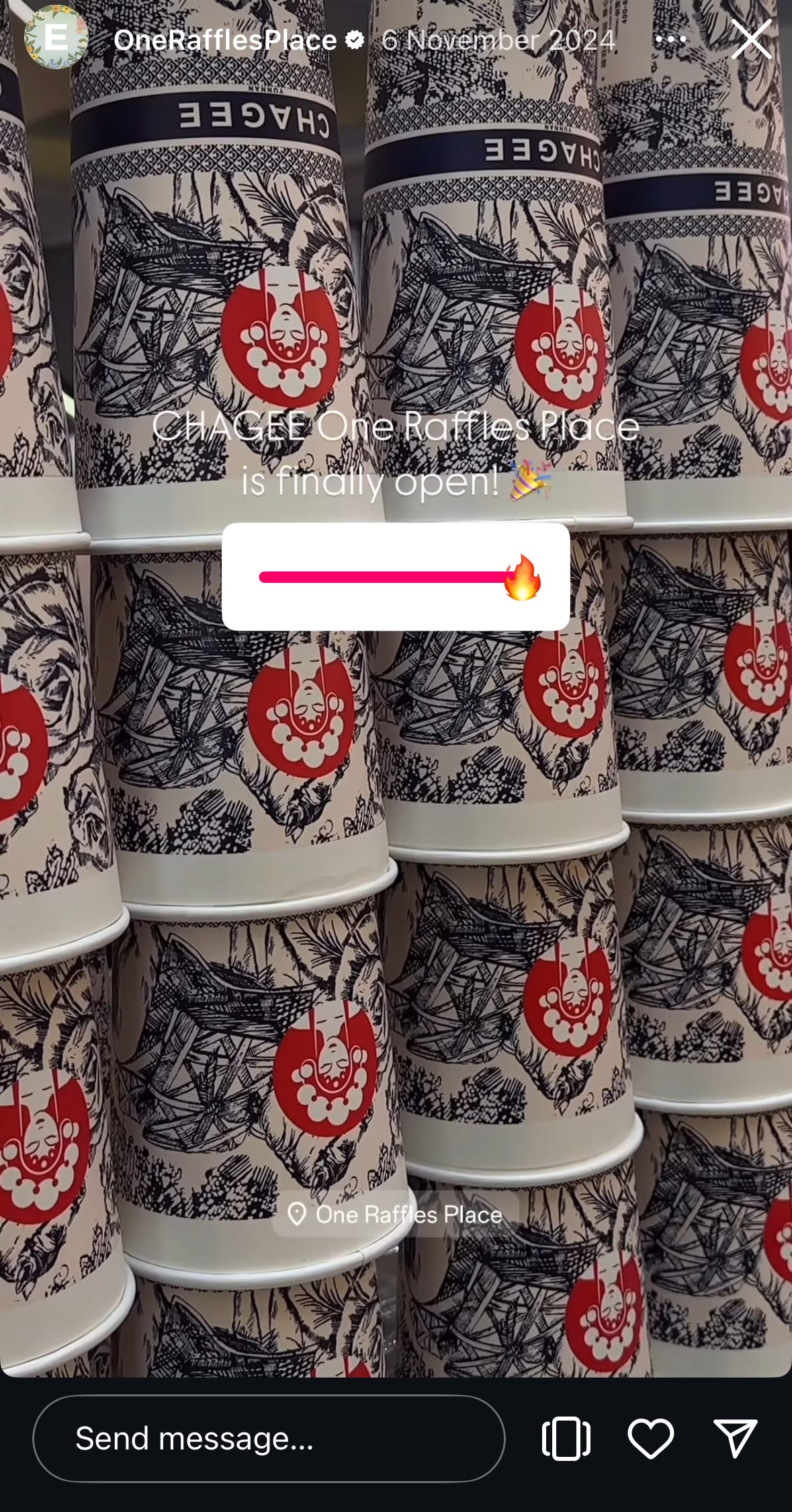 a screenshot of chagee new store opening on instagram stories as short-form content