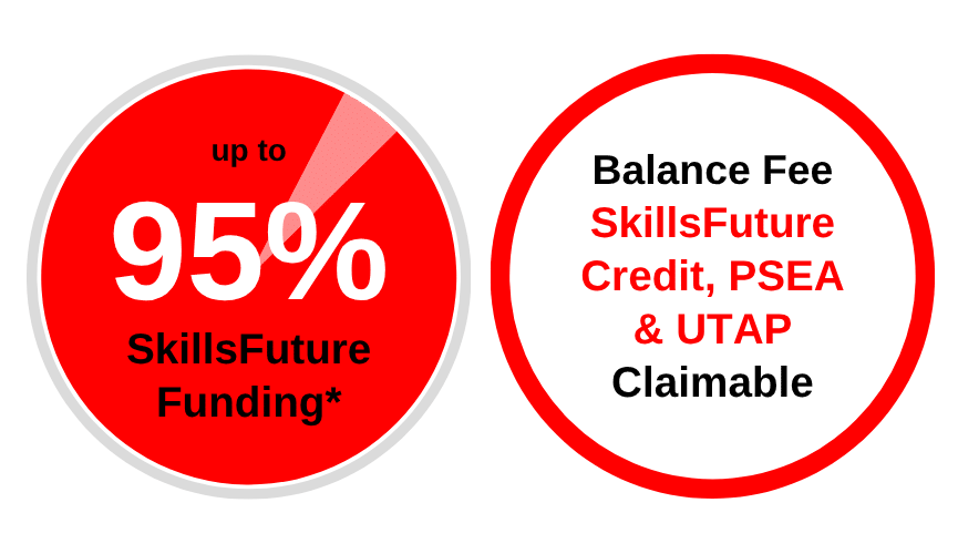 SkillsFuture Funding Diagram SFC PSEA UTAP 95 Up to 95% SkillsFuture Singapore Funding Diagram - SkillsFuture Credit, PSEA & UTAP Claimable
