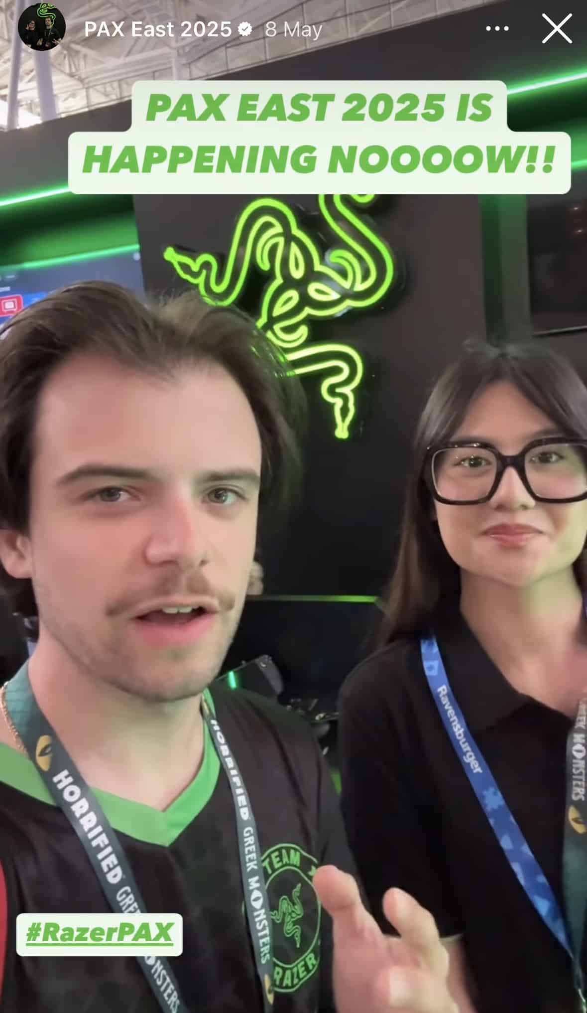 a screenshot of razer real-time updates on events in instragram stories as short-form content