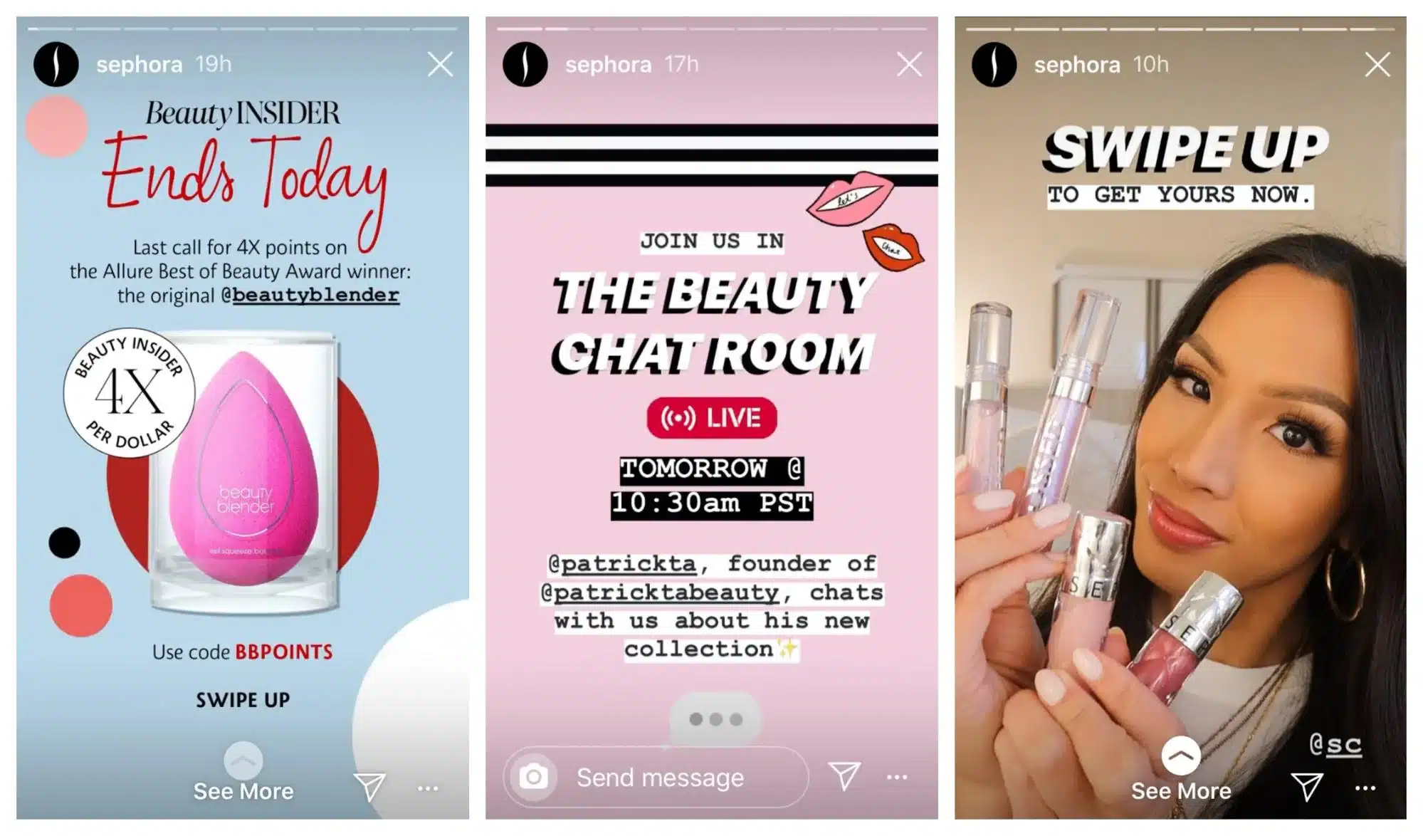 a screenshot of sephora updates on instagram stories as short-form content