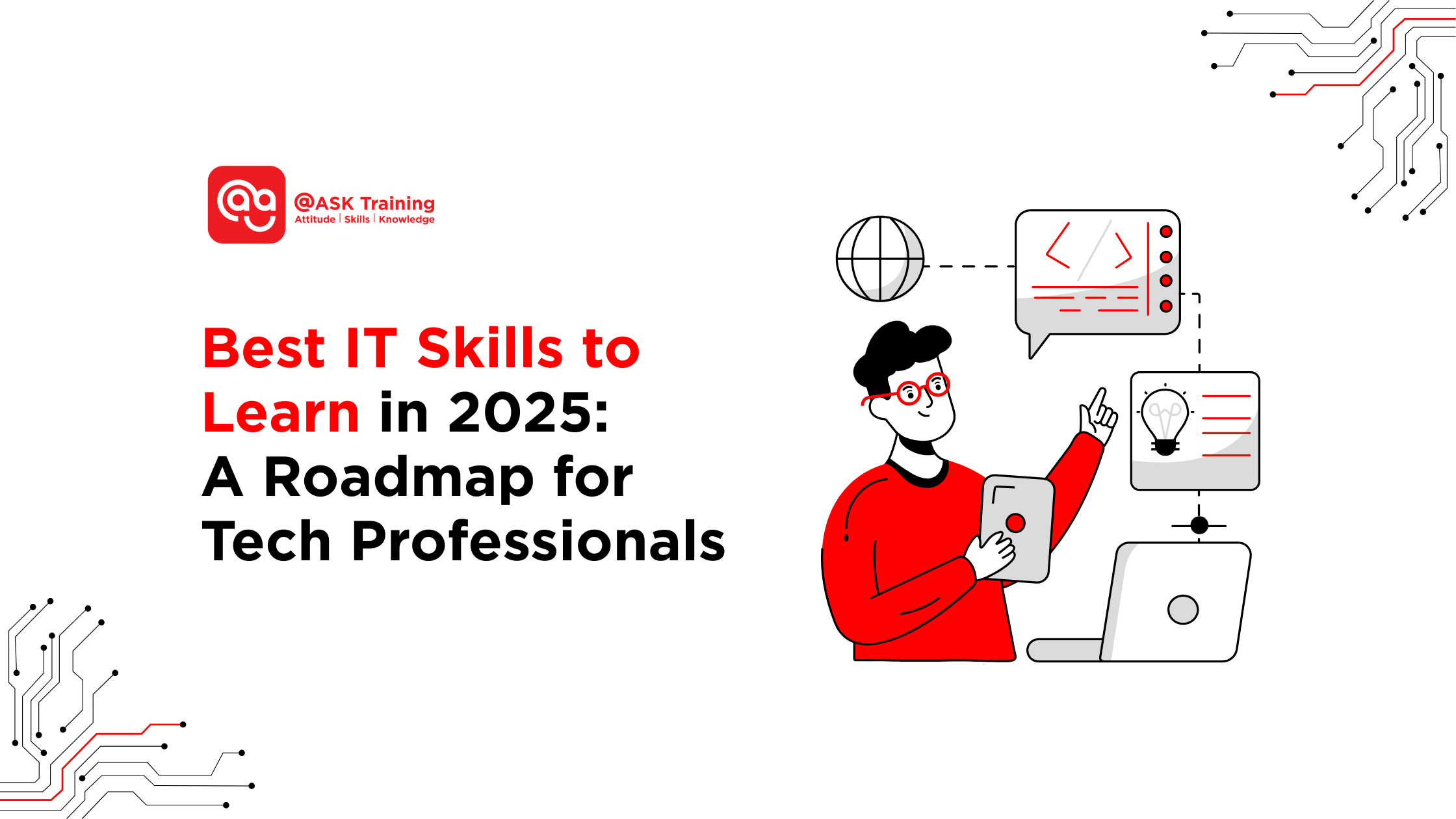 header banner for best IT skills to learn in 2025 with human elements
