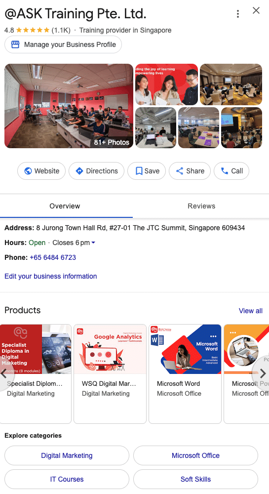 Google Business Profile Example