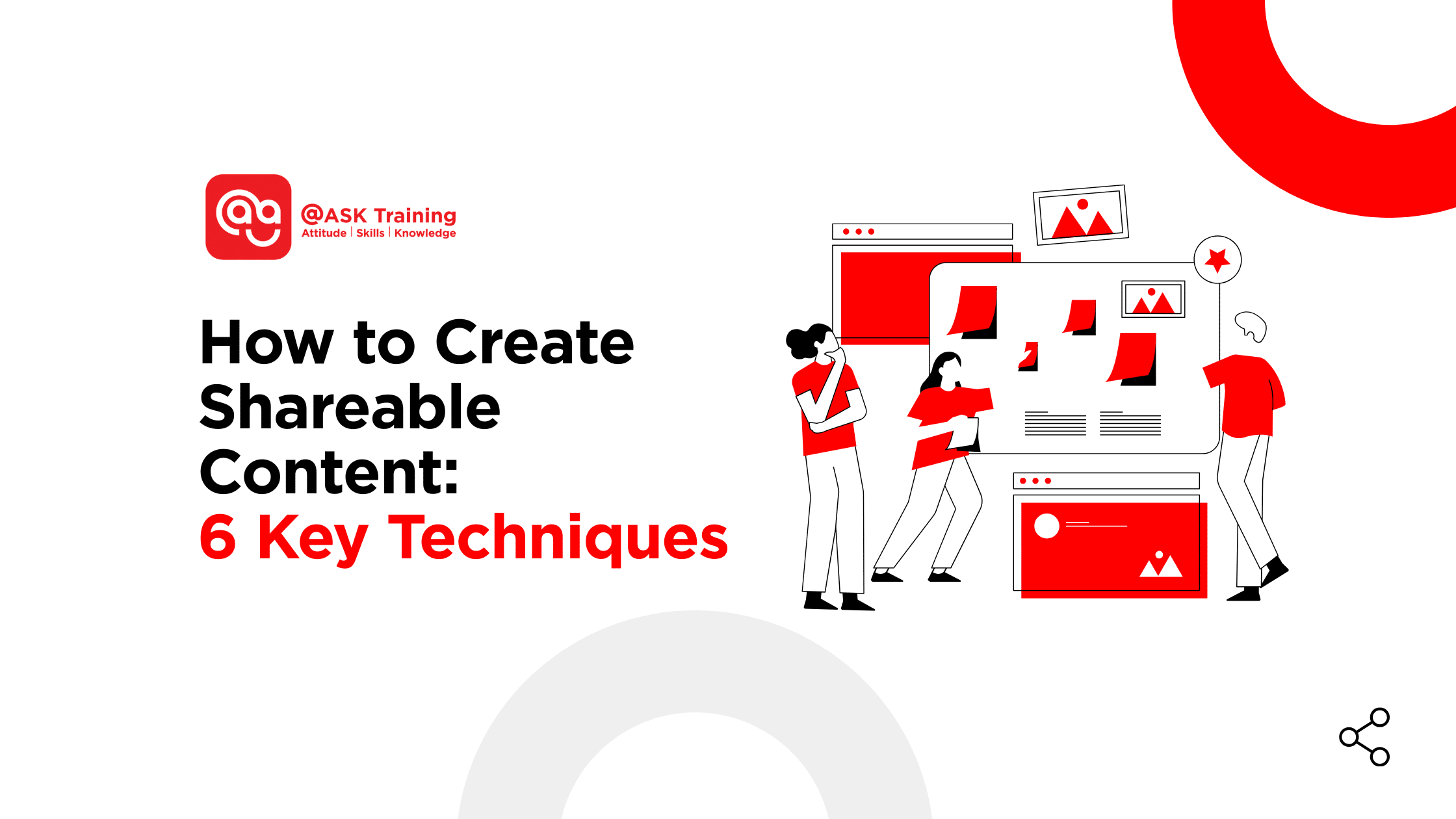 a header banner on how to create shareable content six key techniques with human elements