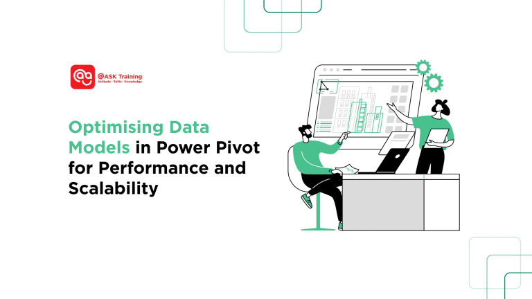 header banner for optimising data models in power pivot for performance and scalability with human elements