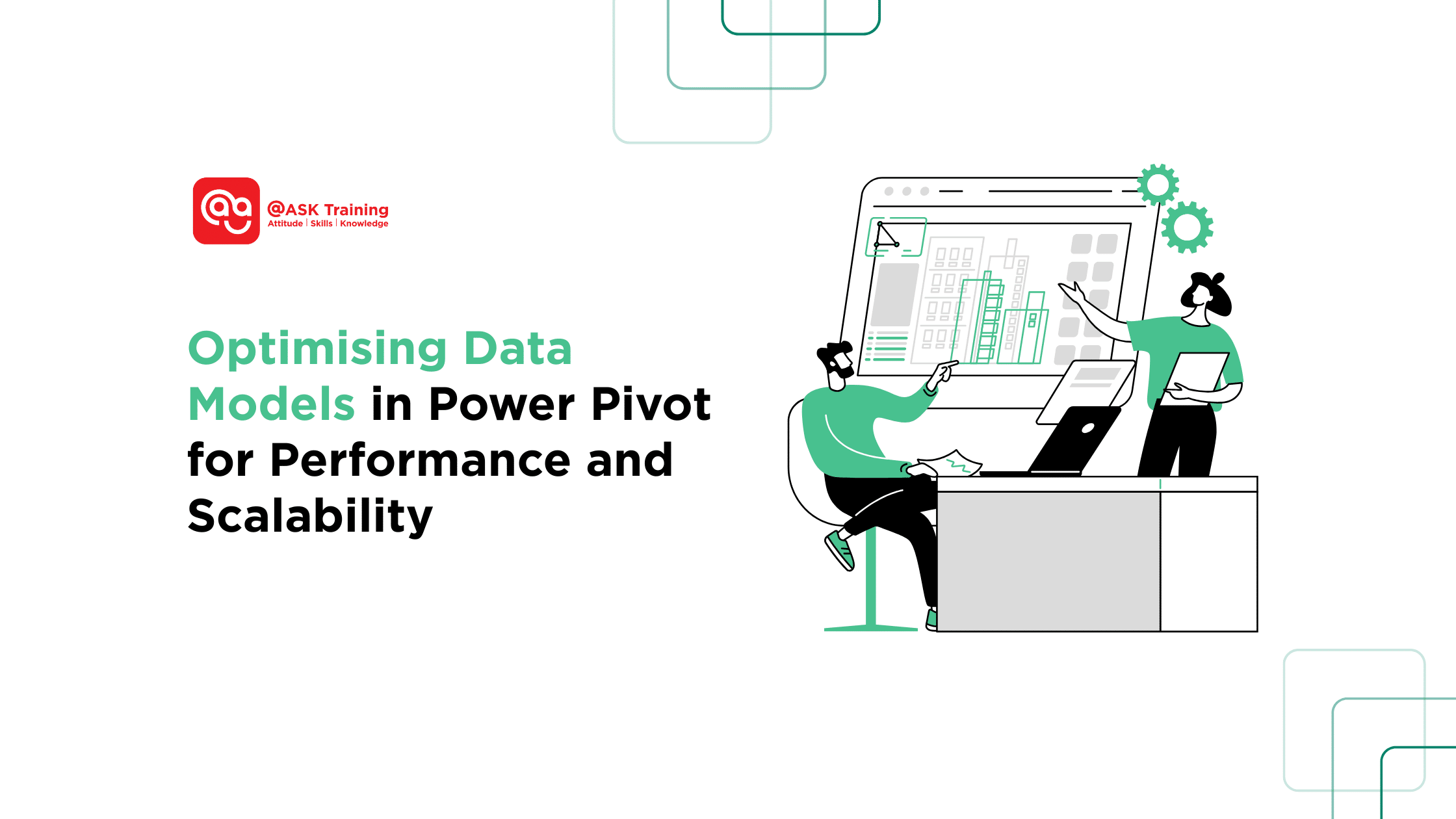 header banner for optimising data models in power pivot for performance and scalability with human elements