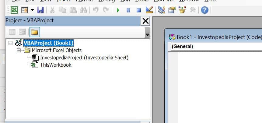 a screenshot of VBA in excel