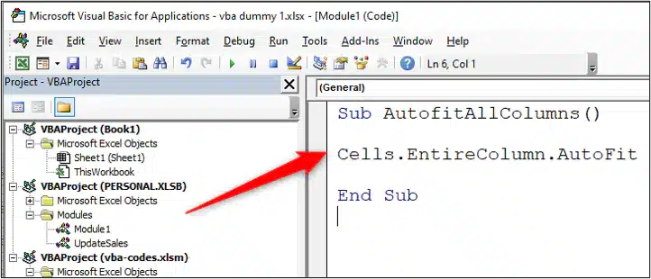 a screenshot of vba code for macro in excel