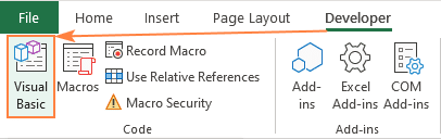 a screenshot of where to find vba editor for macro in excel
