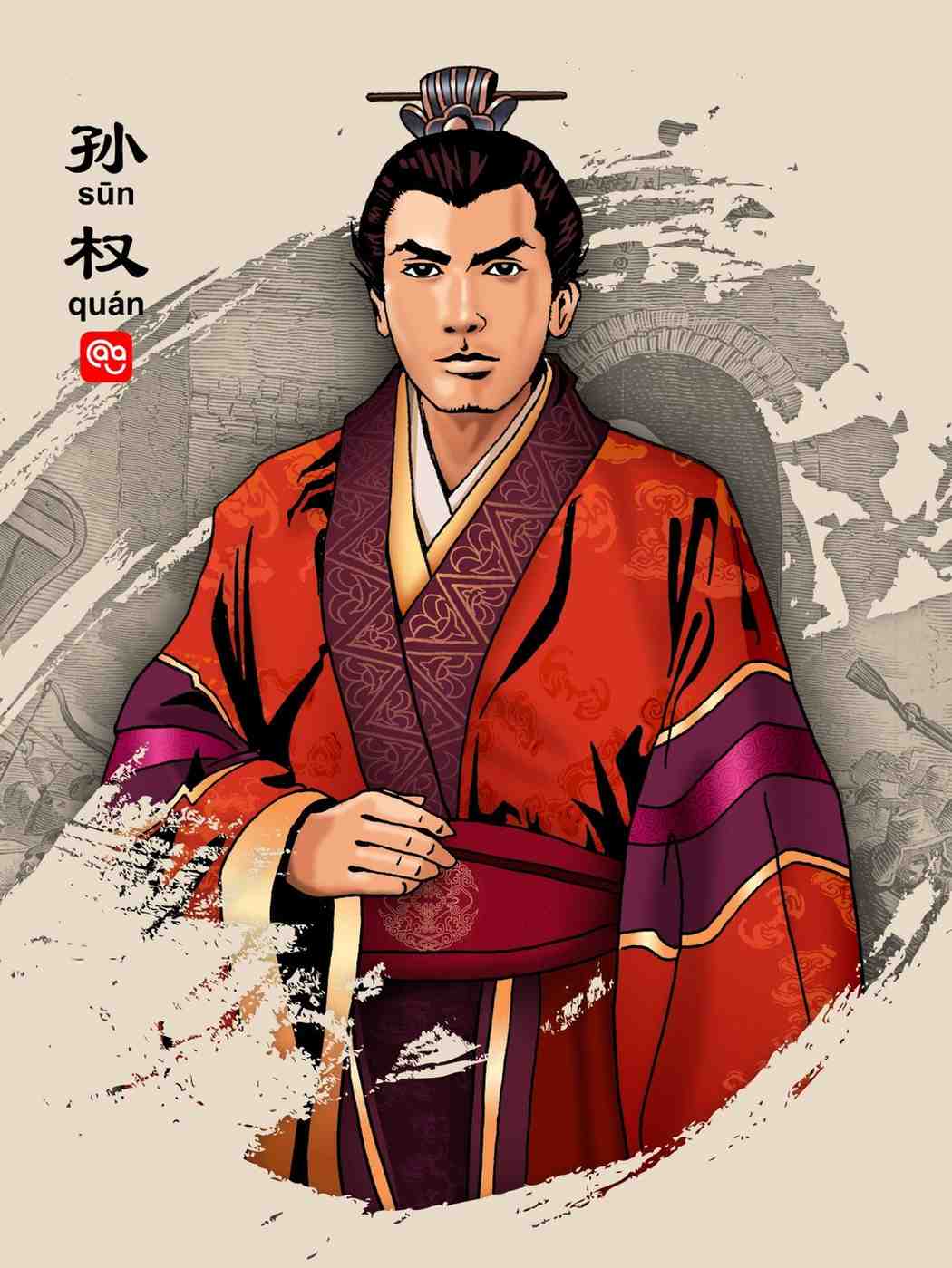 Portrait of Sun Quan, the diplomatic and resourceful ruler of the Three Kingdoms