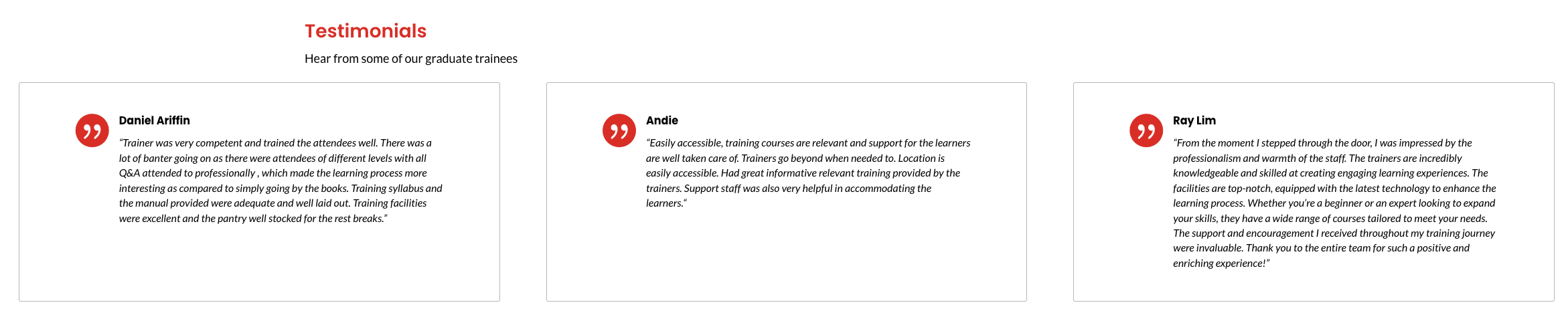 Customer testimonials featured on ASK