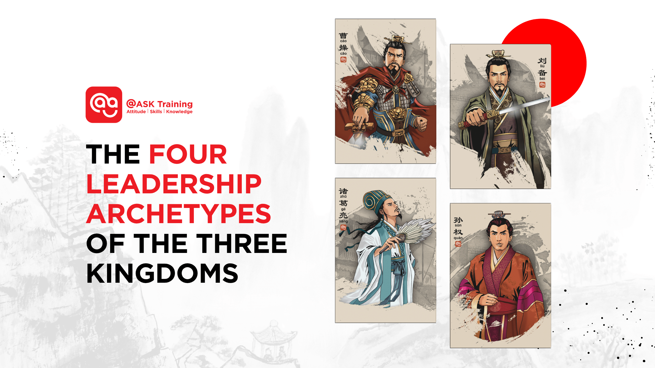 images of the four types of leadership in the three kingdoms with oriental elements