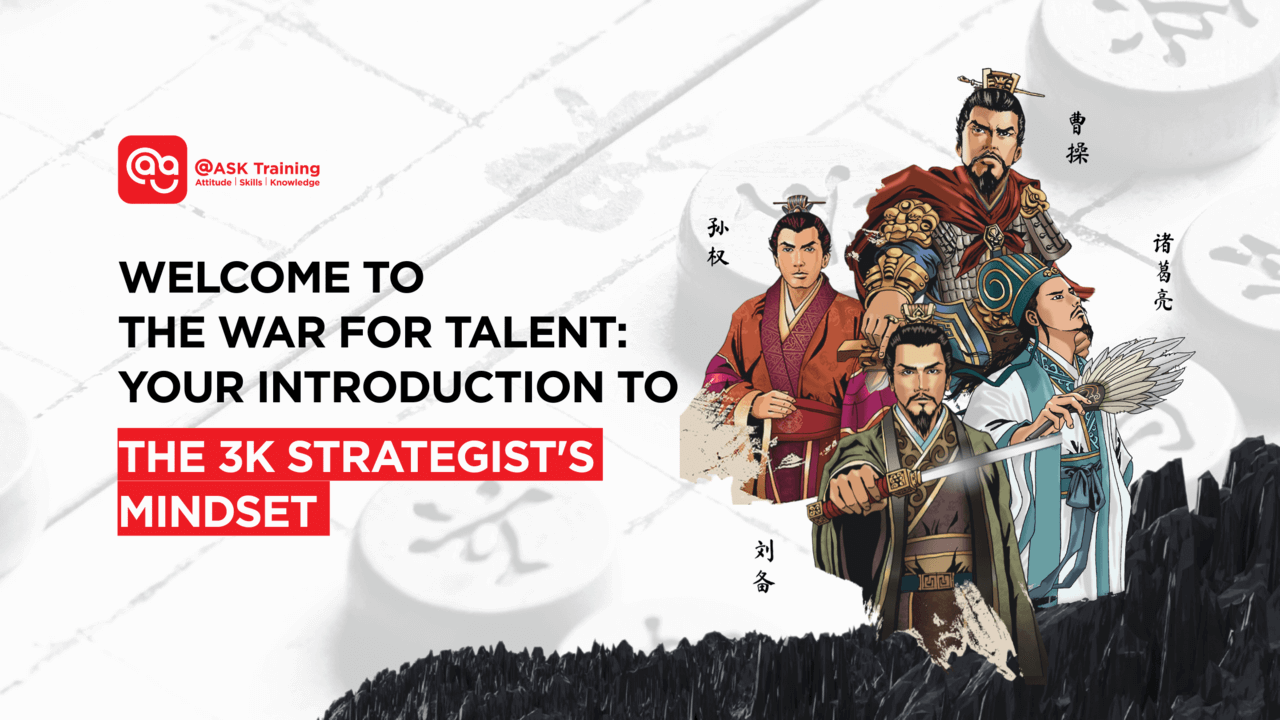 Header banner for 'Welcome to the War for Talent: Your Introduction to the 3 Kingdoms Strategist Mindset' featuring Three Kingdoms characters