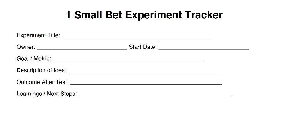 an image template of one small bet experiment tracker 