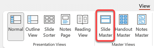 PowerPoint Slide Master view option in the ribbon menu