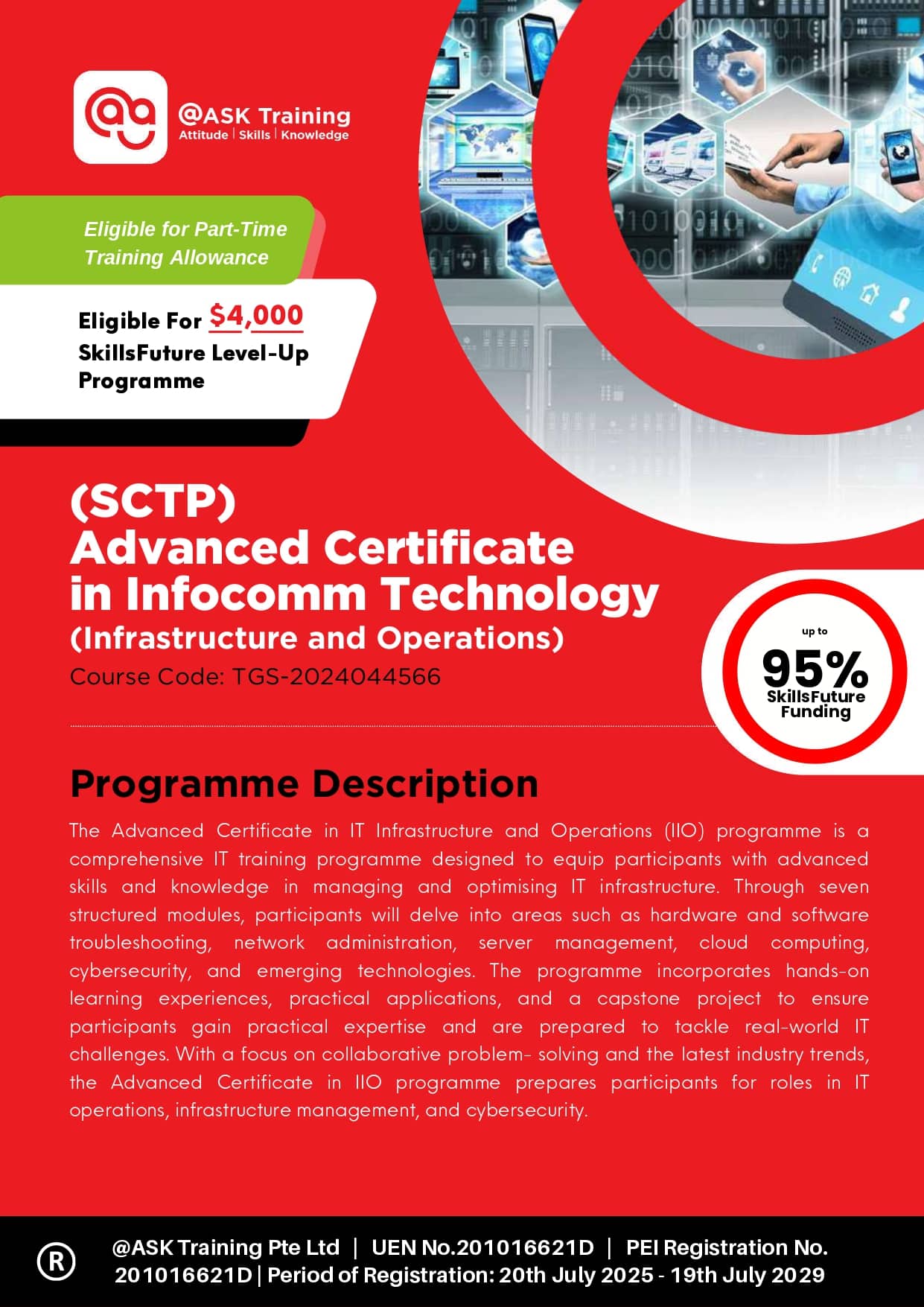 IT Course - Advanced Certificate in Infocomm Technology (Infrastructure and Operations) Brochure Cover