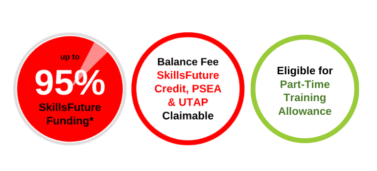 Funding Diagram 95 with Training Allowance SkillsFuture Career Transition Programme (SCTP) and Funding Badges