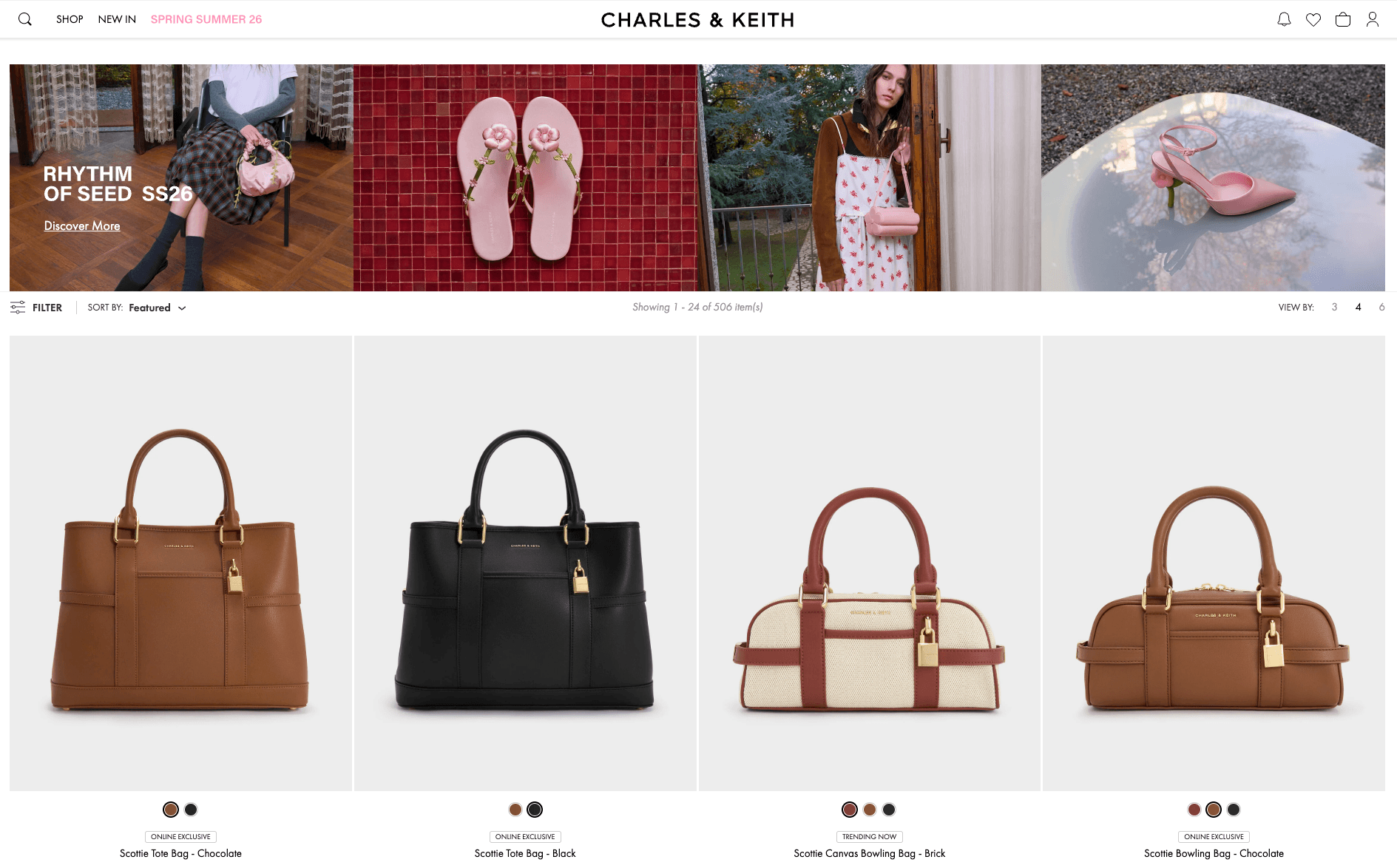 Charles and Keith product page example