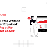 header banner for wordpress website builder explained article with human elements and icons