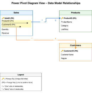 power pivot diagram view data model relationships to demonstrate in power pivot